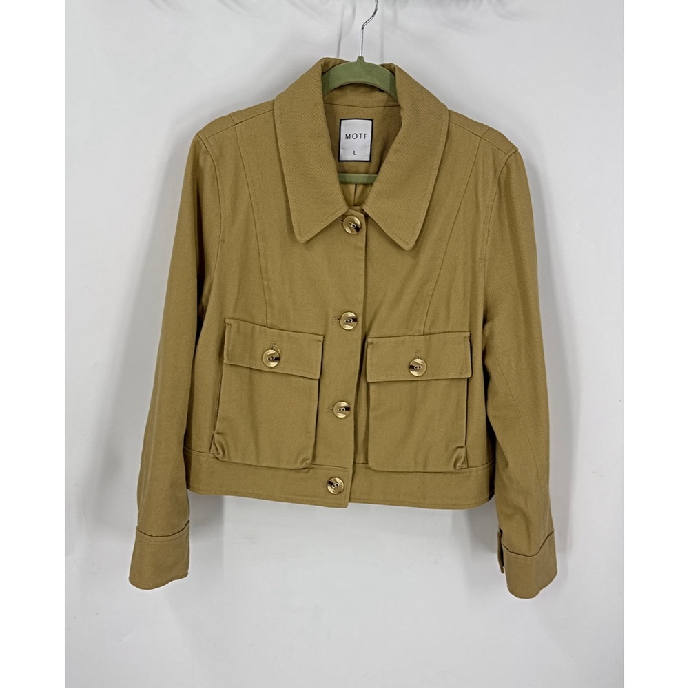 MOTF 100% cotton cropped cargo military inspired cropped  tan jacket L